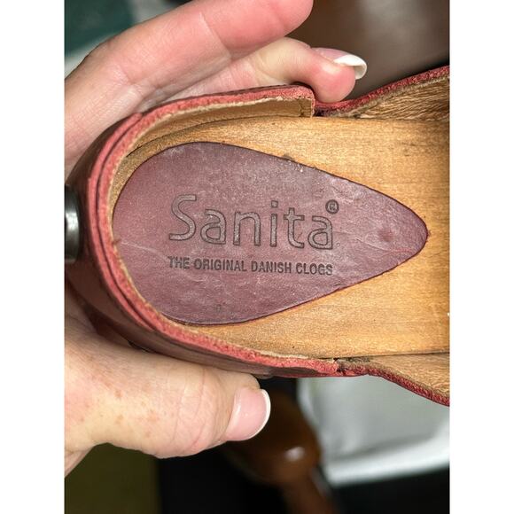 Sanita Theodora Nubuck Leather Clog Studded Wood platform 3" Heel size (38) 7 - Picture 10 of 16